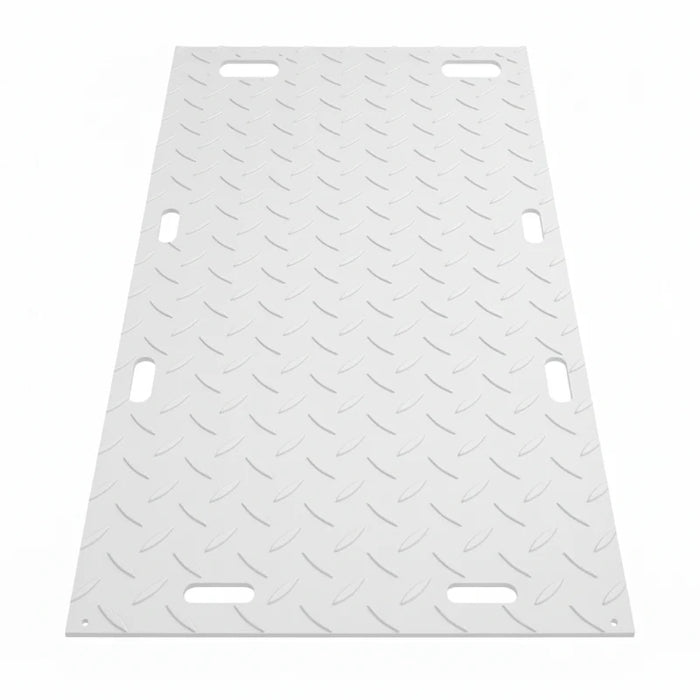 Ground Protection Mat - Heavy Duty - Diamond Tread Pattern - 1/2" Thick - HDPE - White