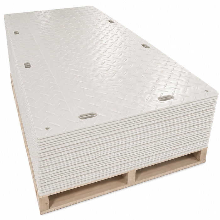 Ground Protection Mat - Heavy Duty - Diamond Tread Pattern - 1/2" Thick - HDPE - White