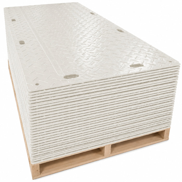 Ground Protection Mat - Heavy Duty - Diamond Tread Pattern - 1/2" Thick - HDPE - White