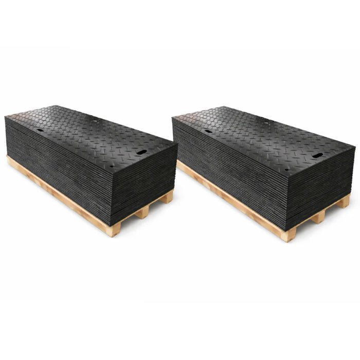 Ground Protection Mat - Heavy Duty - Diamond Tread Pattern - 3/8" Thick - HDPE - Black