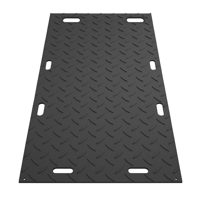 Ground Protection Mat - Heavy Duty - Diamond Tread Pattern - 3/8" Thick - HDPE - Black