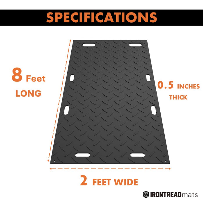 Ground Protection Mat - Heavy Duty - Diamond Tread Pattern - HDPE