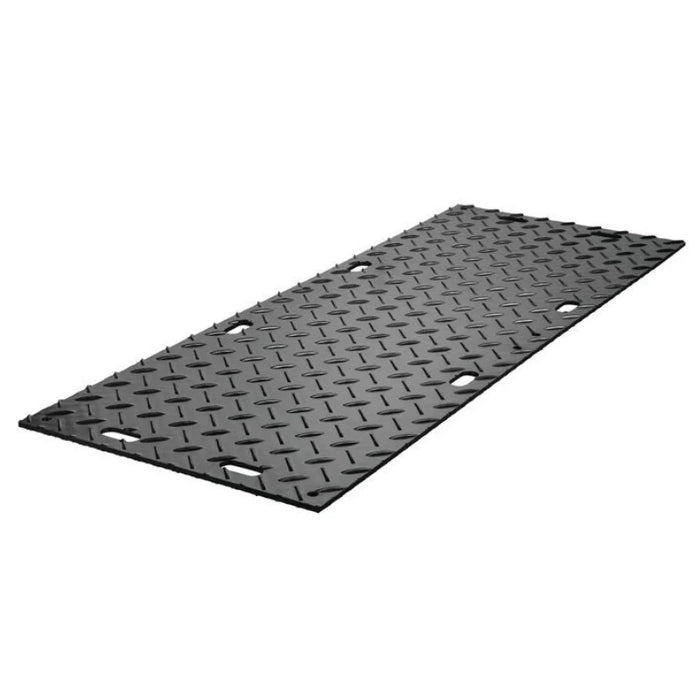 MambaMAT® Ground Protection Mat - 4' W x 8' L - Diamond / Low Profile Pedestrian Tread - Black