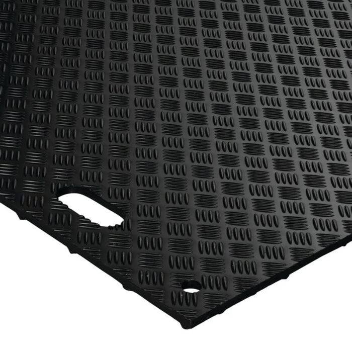 MambaMAT® Ground Protection Mat - 4' W x 8' L - Diamond / Low Profile Pedestrian Tread - Black