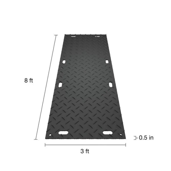 MambaMAT® Ground Protection Mat - 3' W x 8' L - Diamond / Low Profile Pedestrian Tread - Black