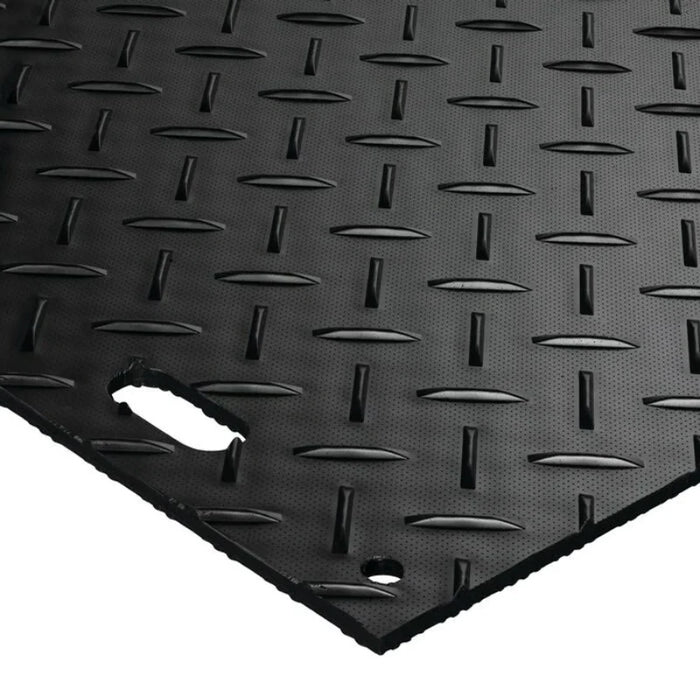MambaMAT® Ground Protection Mat - 4' W x 8' L - Diamond / Low Profile Pedestrian Tread - Black